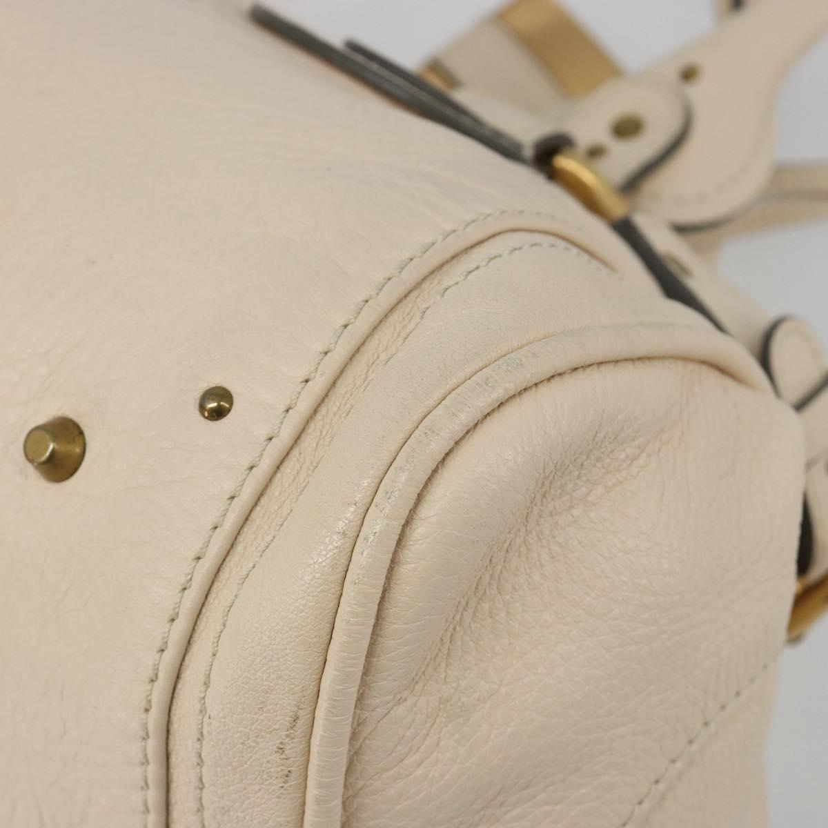 Chloe Paddington Hand Bag Leather Ivory Gold Silver Auth am11923V