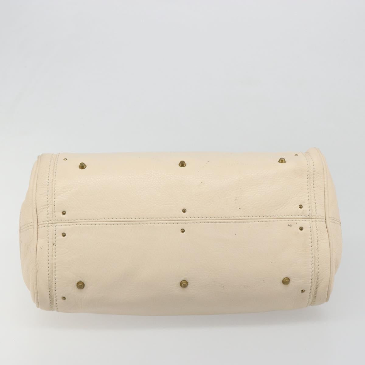 Chloe Paddington Hand Bag Leather Ivory Gold Silver Auth am11923V