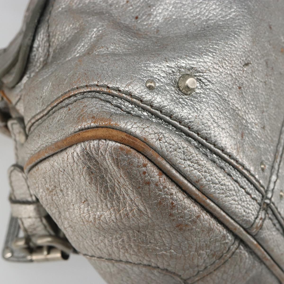 Chloe Paddington Hand Bag Leather Silver Auth am11924A