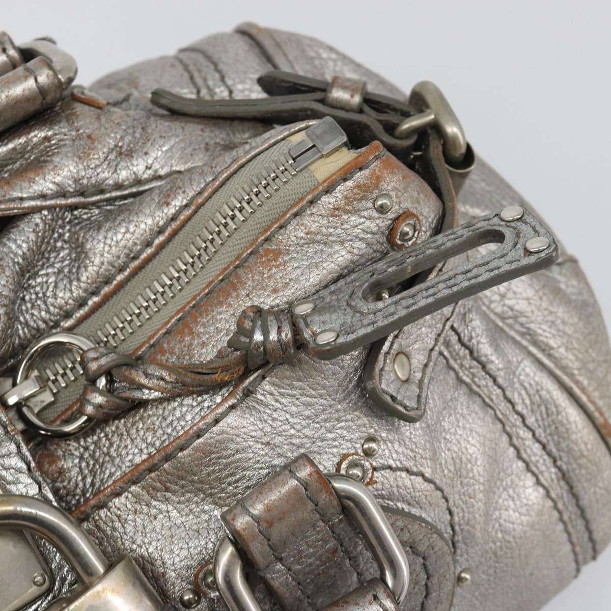 Chloe Paddington Hand Bag Leather Silver Auth am11924A