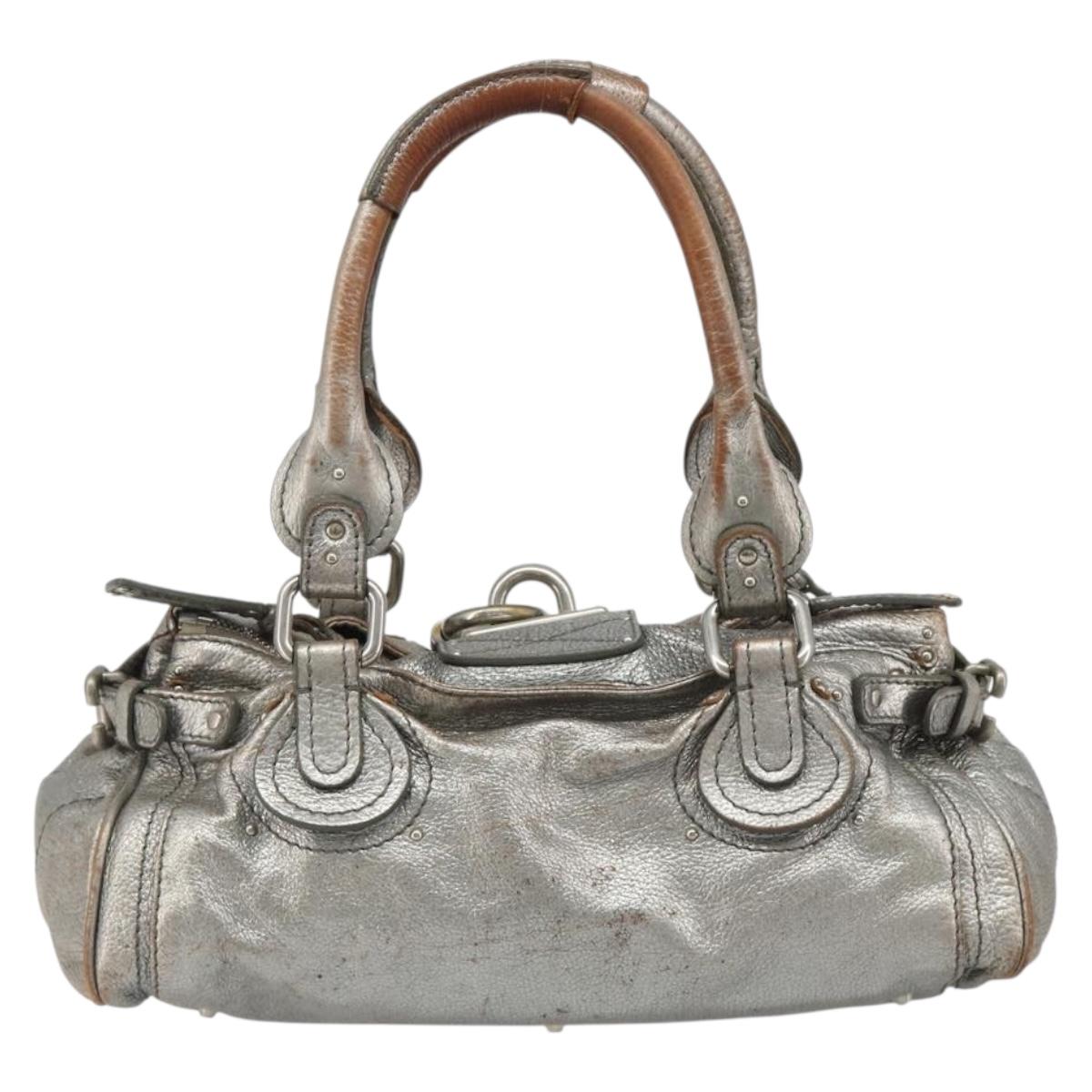 Chloe Paddington Hand Bag Leather Silver Auth am11924A