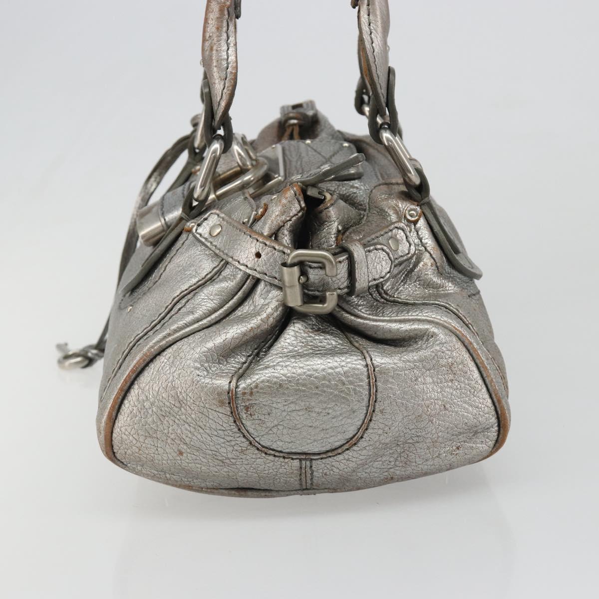 Chloe Paddington Hand Bag Leather Silver Auth am11924A
