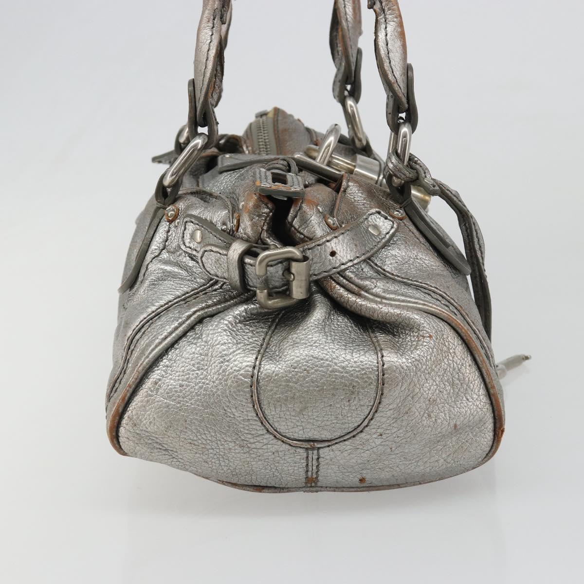 Chloe Paddington Hand Bag Leather Silver Auth am11924A