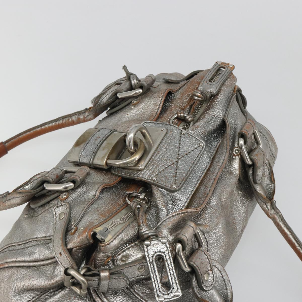 Chloe Paddington Hand Bag Leather Silver Auth am11924A