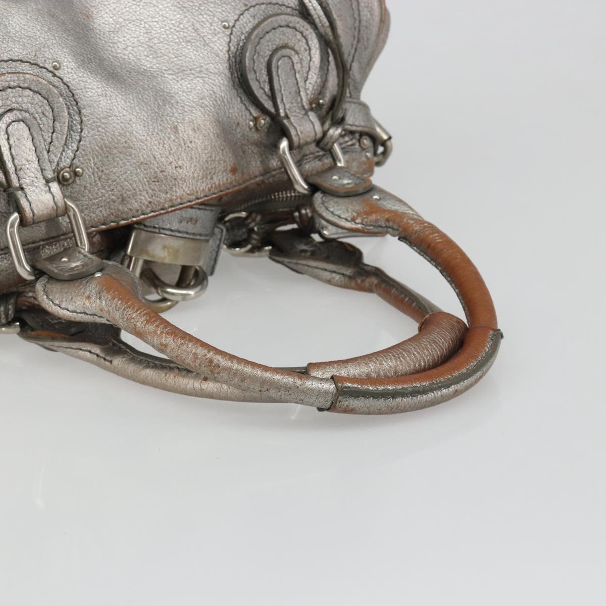 Chloe Paddington Hand Bag Leather Silver Auth am11924A