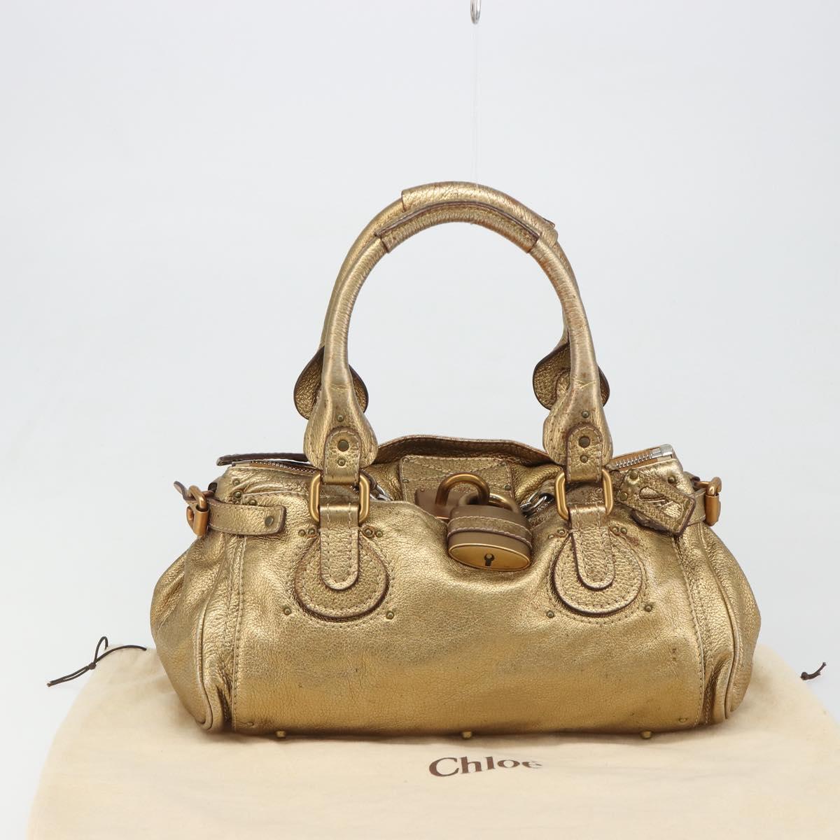 Chloe Paddington Hand Bag Leather Gold Auth am11925A