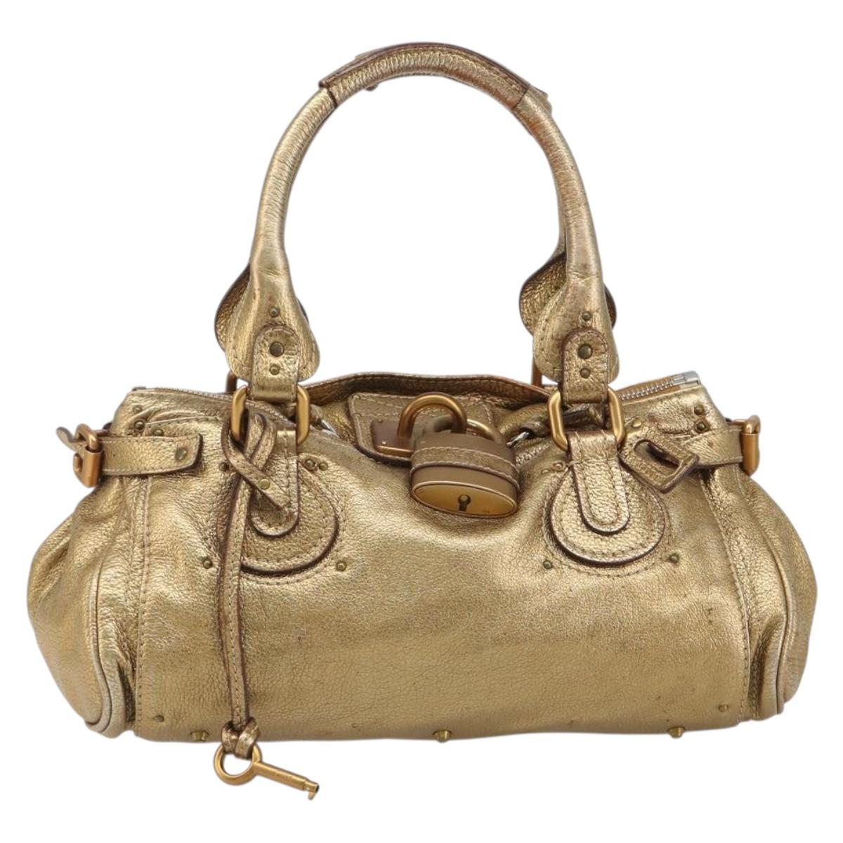 Chloe Paddington Hand Bag Leather Gold Auth am11925A