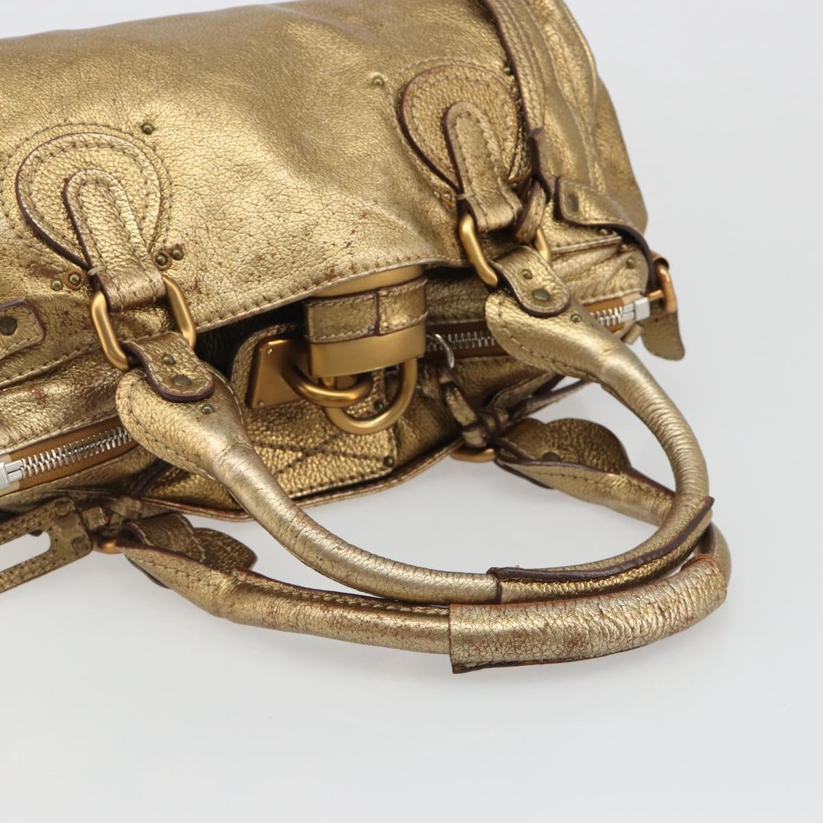 Chloe Paddington Hand Bag Leather Gold Auth am11925A