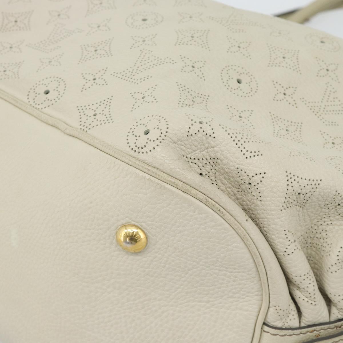 LOUIS VUITTON Punching Mahina XL Tote Bag Leather Beige M93978 LV Auth am11926V