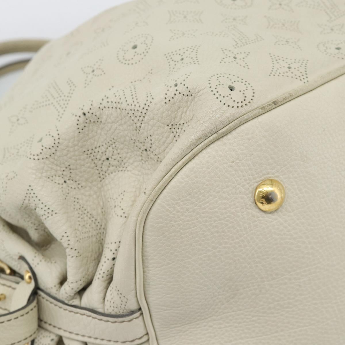 LOUIS VUITTON Punching Mahina XL Tote Bag Leather Beige M93978 LV Auth am11926V