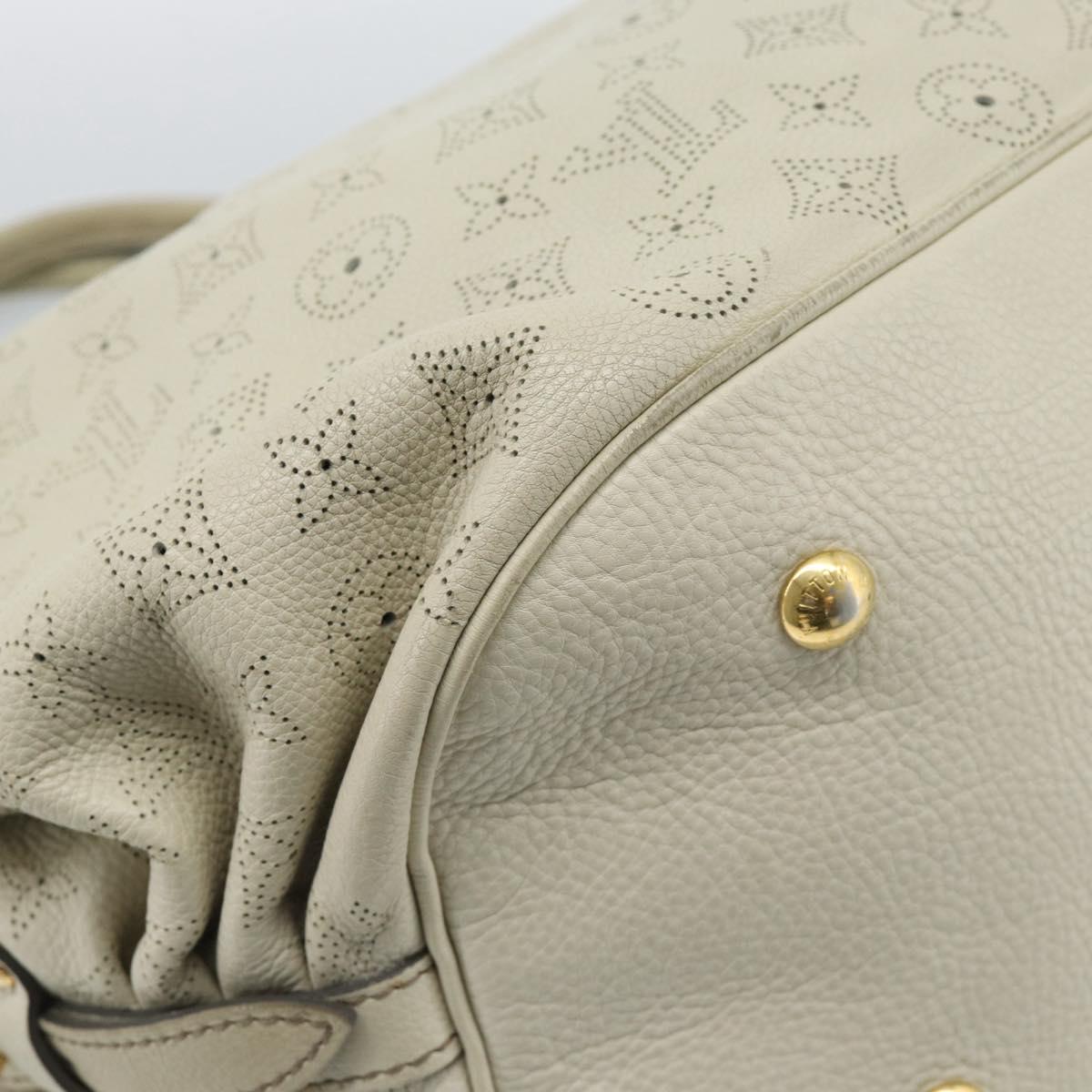 LOUIS VUITTON Punching Mahina XL Tote Bag Leather Beige M93978 LV Auth am11926V