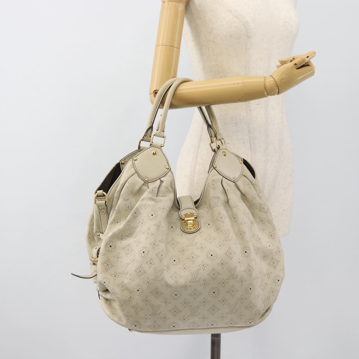 LOUIS VUITTON Punching Mahina XL Tote Bag Leather Beige M93978 LV Auth am11926V