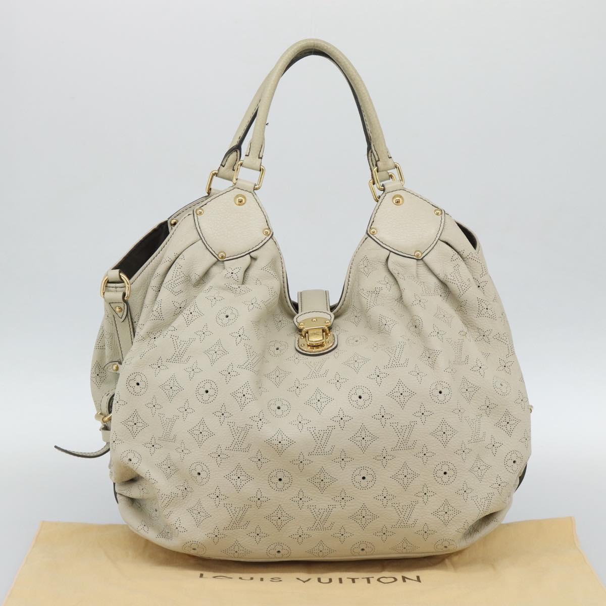 LOUIS VUITTON Punching Mahina XL Tote Bag Leather Beige M93978 LV Auth am11926V