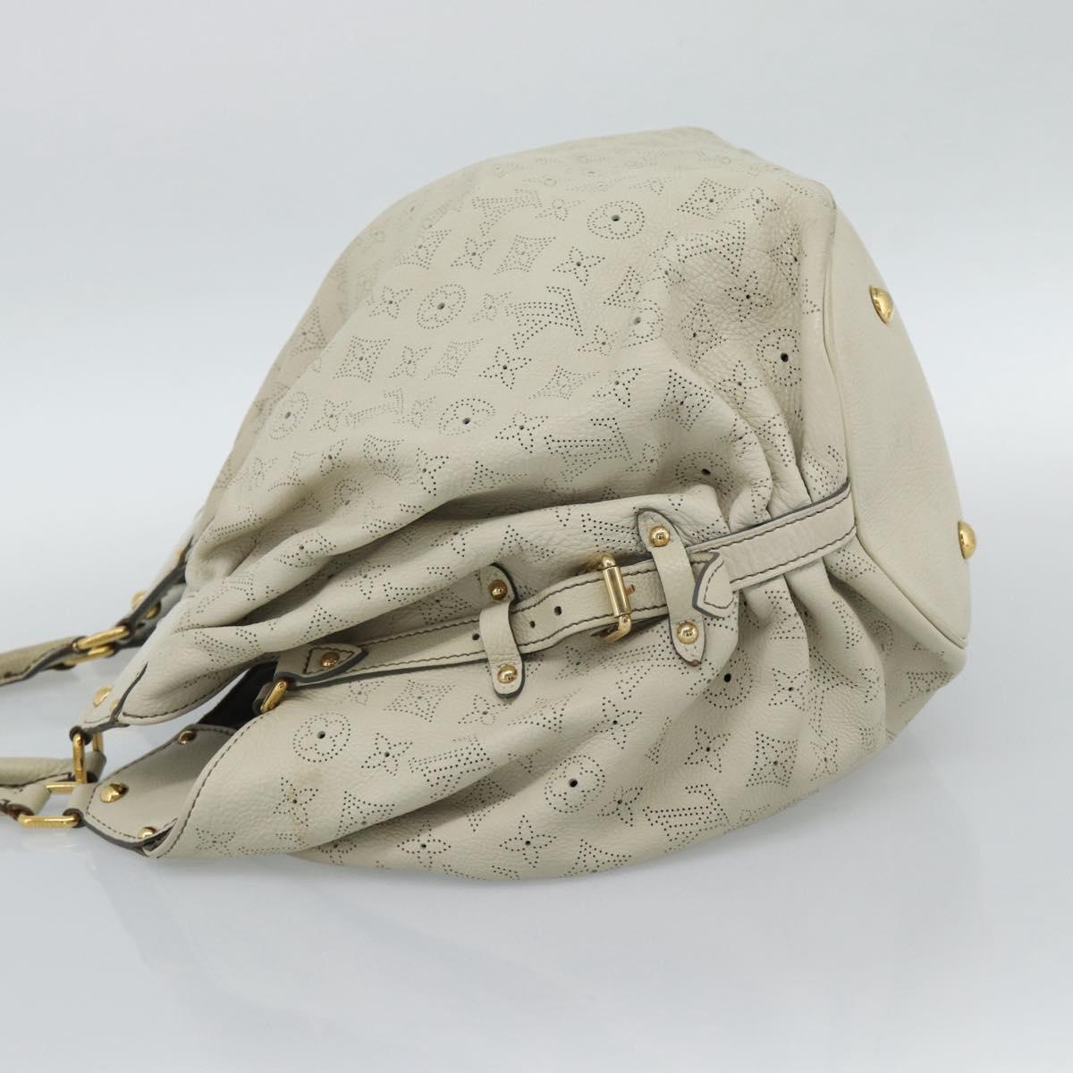 LOUIS VUITTON Punching Mahina XL Tote Bag Leather Beige M93978 LV Auth am11926V
