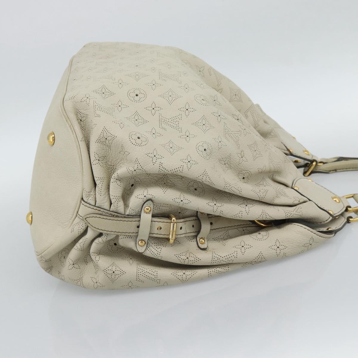 LOUIS VUITTON Punching Mahina XL Tote Bag Leather Beige M93978 LV Auth am11926V