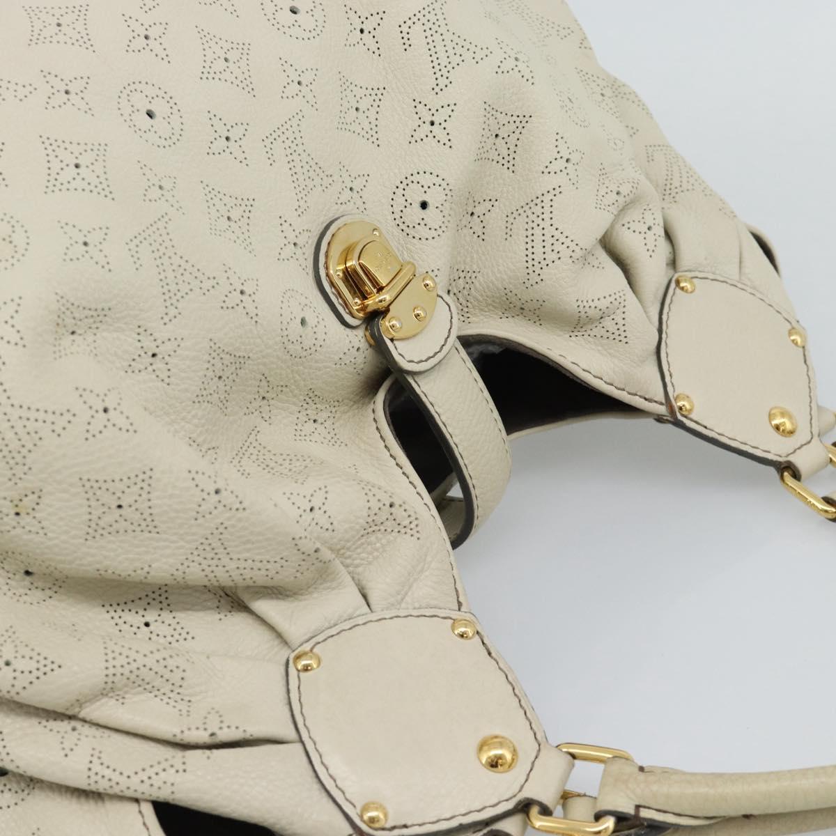 LOUIS VUITTON Punching Mahina XL Tote Bag Leather Beige M93978 LV Auth am11926V