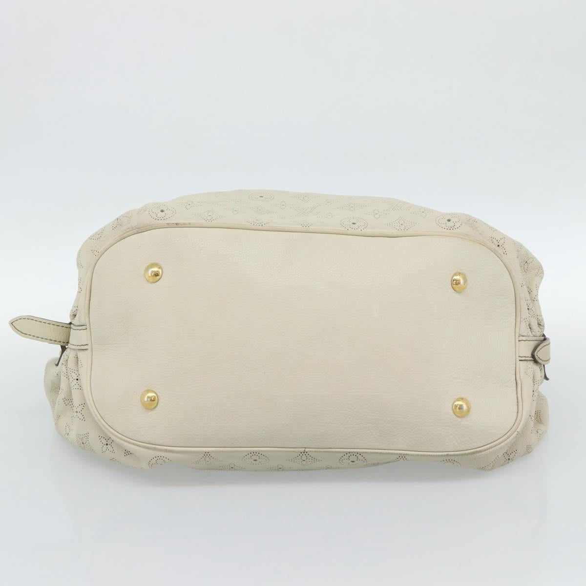 LOUIS VUITTON Punching Mahina XL Tote Bag Leather Beige M93978 LV Auth am11926V