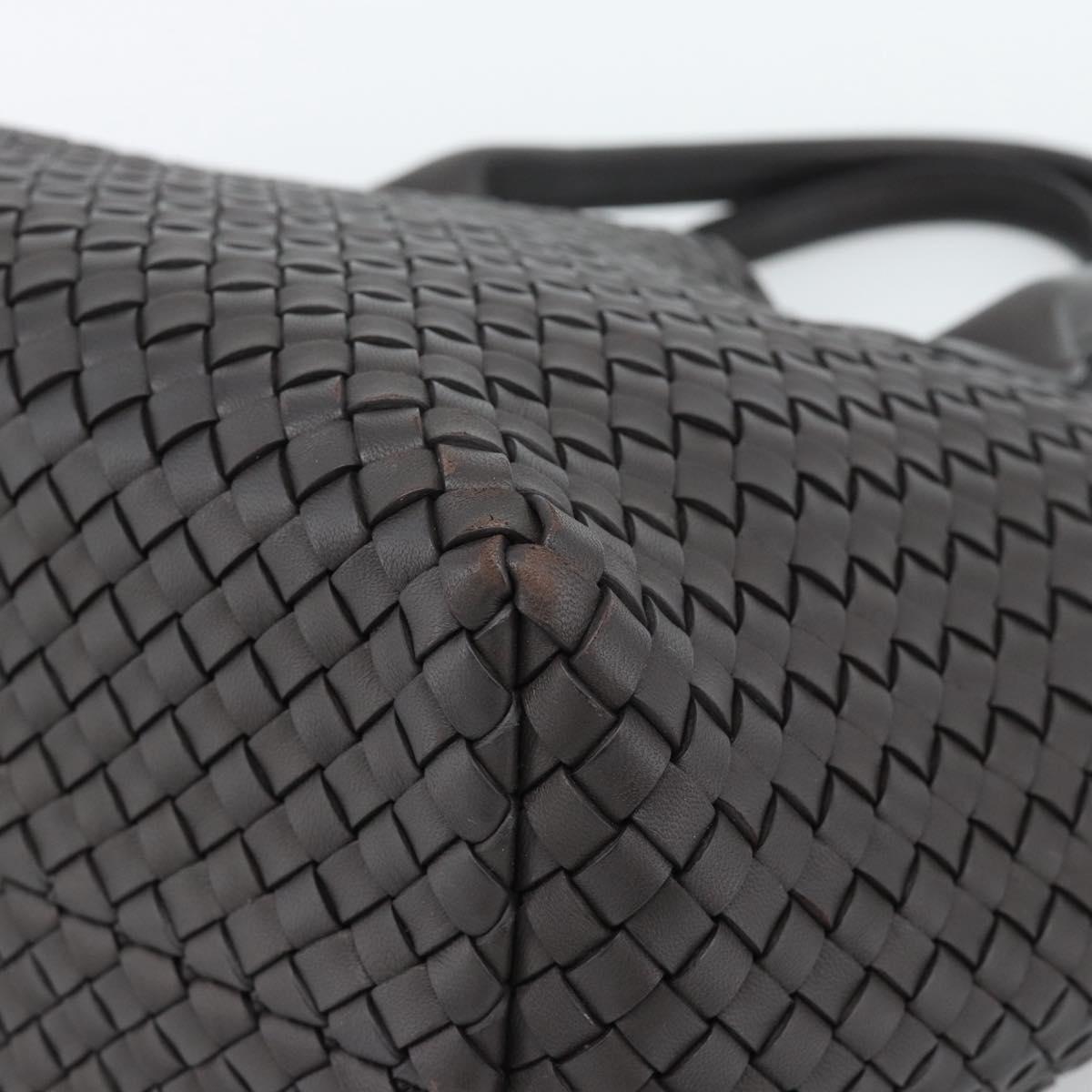 BOTTEGA VENETA INTRECCIATO Cabas PM Tote Bag Leather Dark Brown Auth am11927SM
