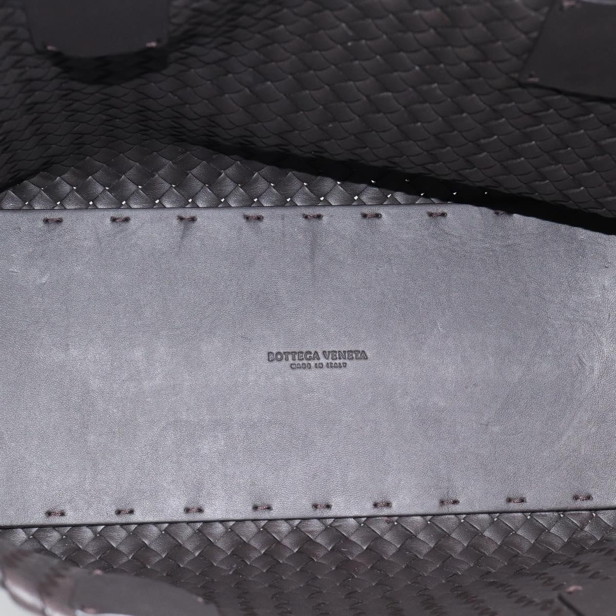 BOTTEGA VENETA INTRECCIATO Cabas PM Tote Bag Leather Dark Brown Auth am11927SM