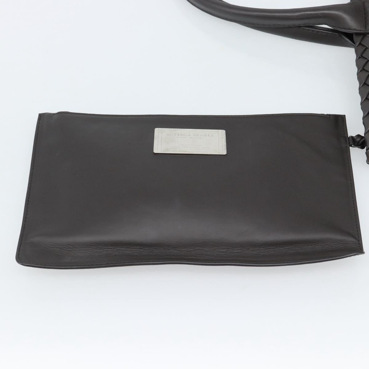 BOTTEGA VENETA INTRECCIATO Cabas PM Tote Bag Leather Dark Brown Auth am11927SM