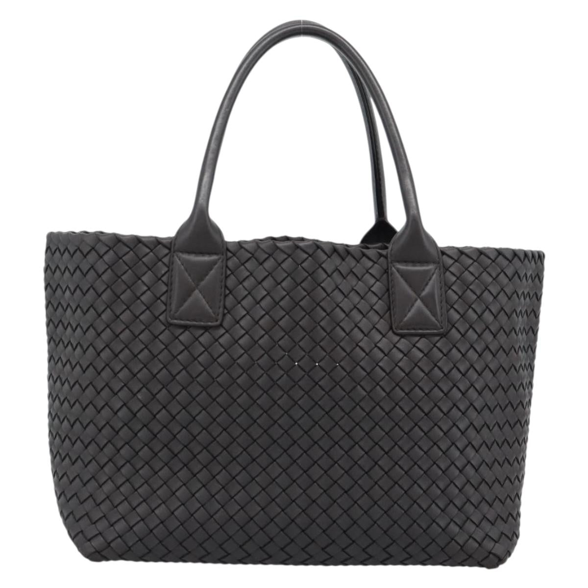 BOTTEGA VENETA INTRECCIATO Cabas PM Tote Bag Leather Dark Brown Auth am11927SM