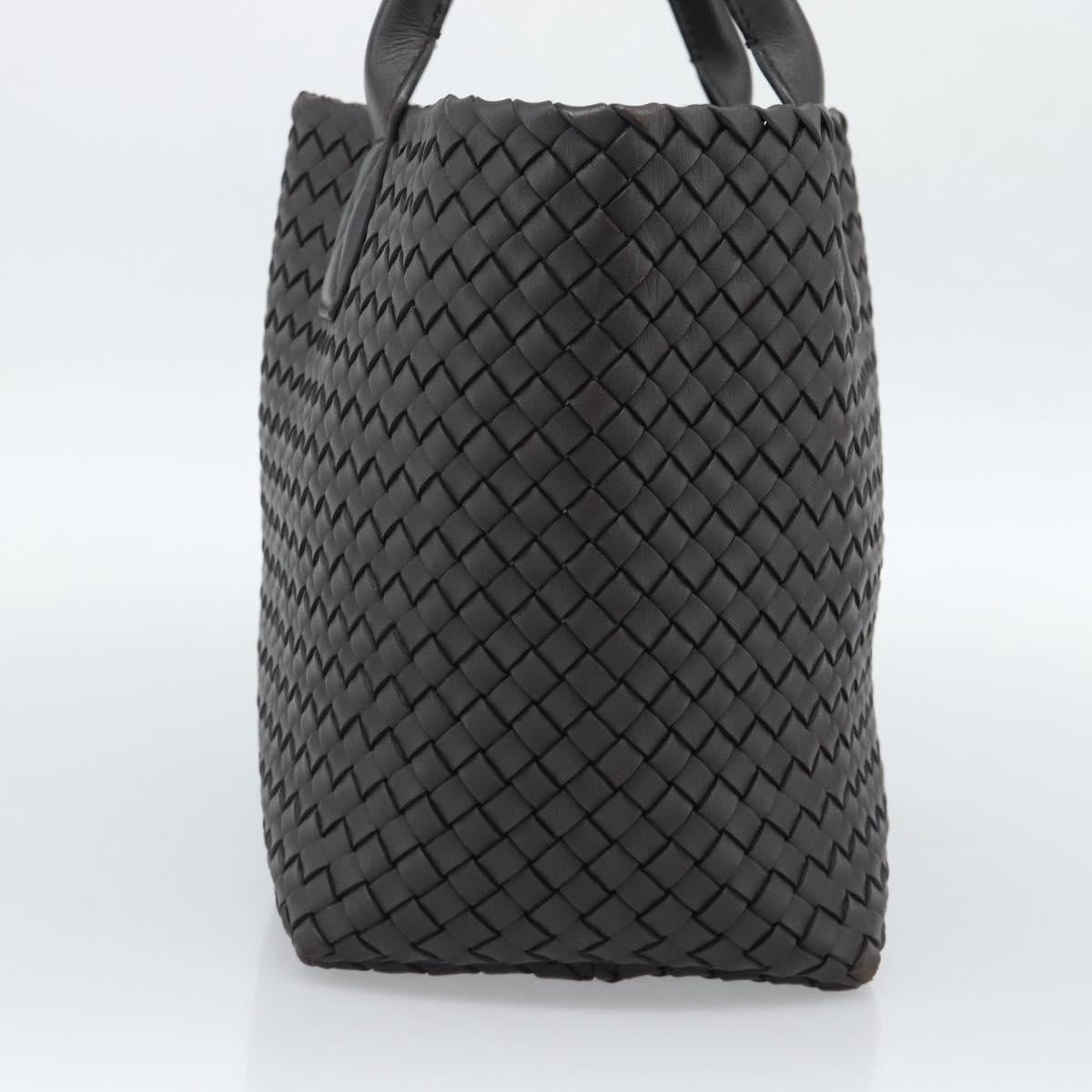 BOTTEGA VENETA INTRECCIATO Cabas PM Tote Bag Leather Dark Brown Auth am11927SM