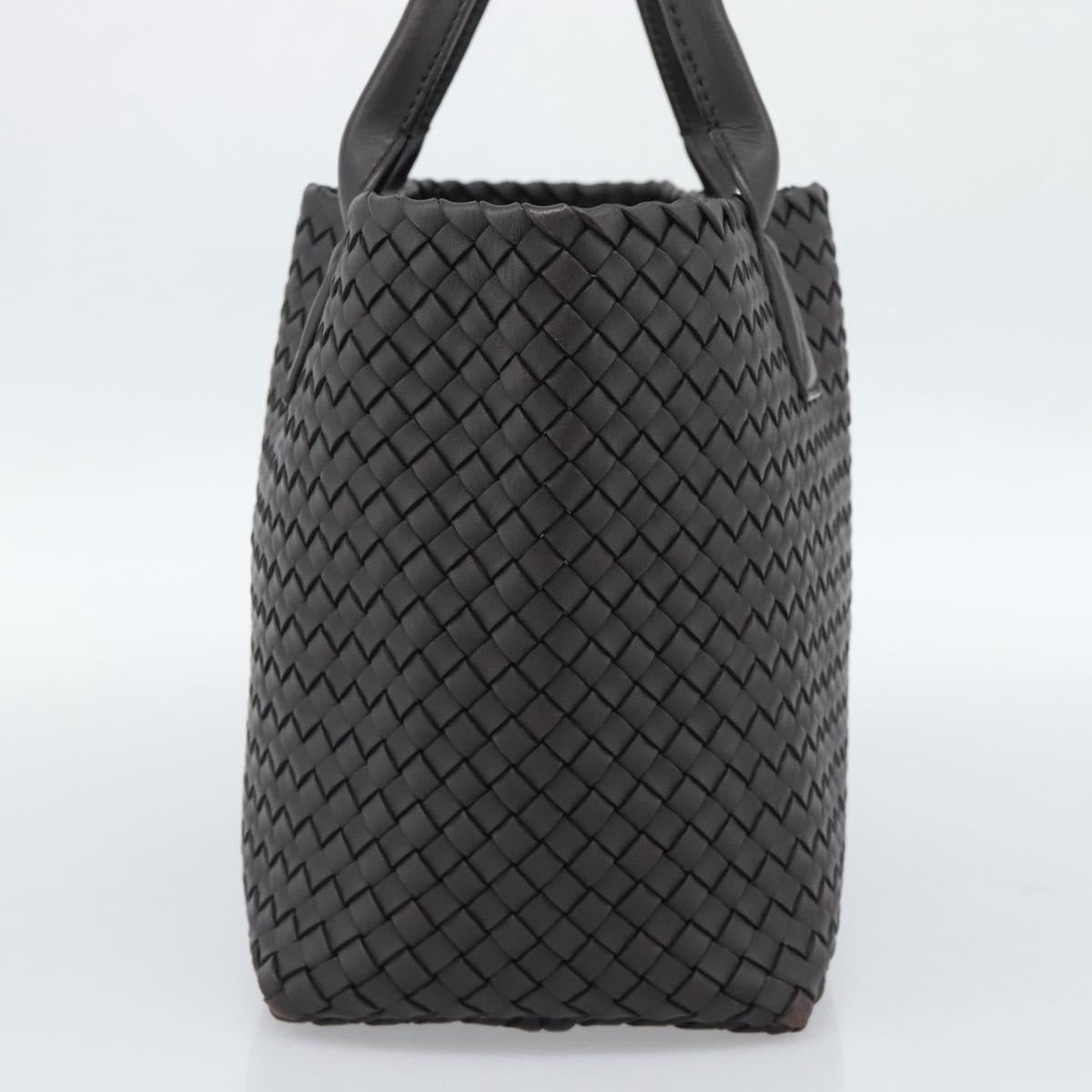 BOTTEGA VENETA INTRECCIATO Cabas PM Tote Bag Leather Dark Brown Auth am11927SM