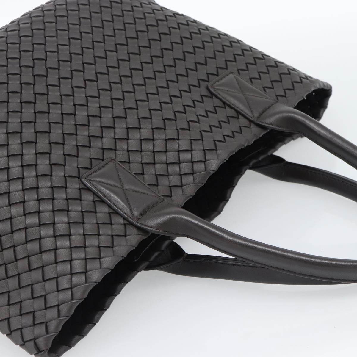 BOTTEGA VENETA INTRECCIATO Cabas PM Tote Bag Leather Dark Brown Auth am11927SM
