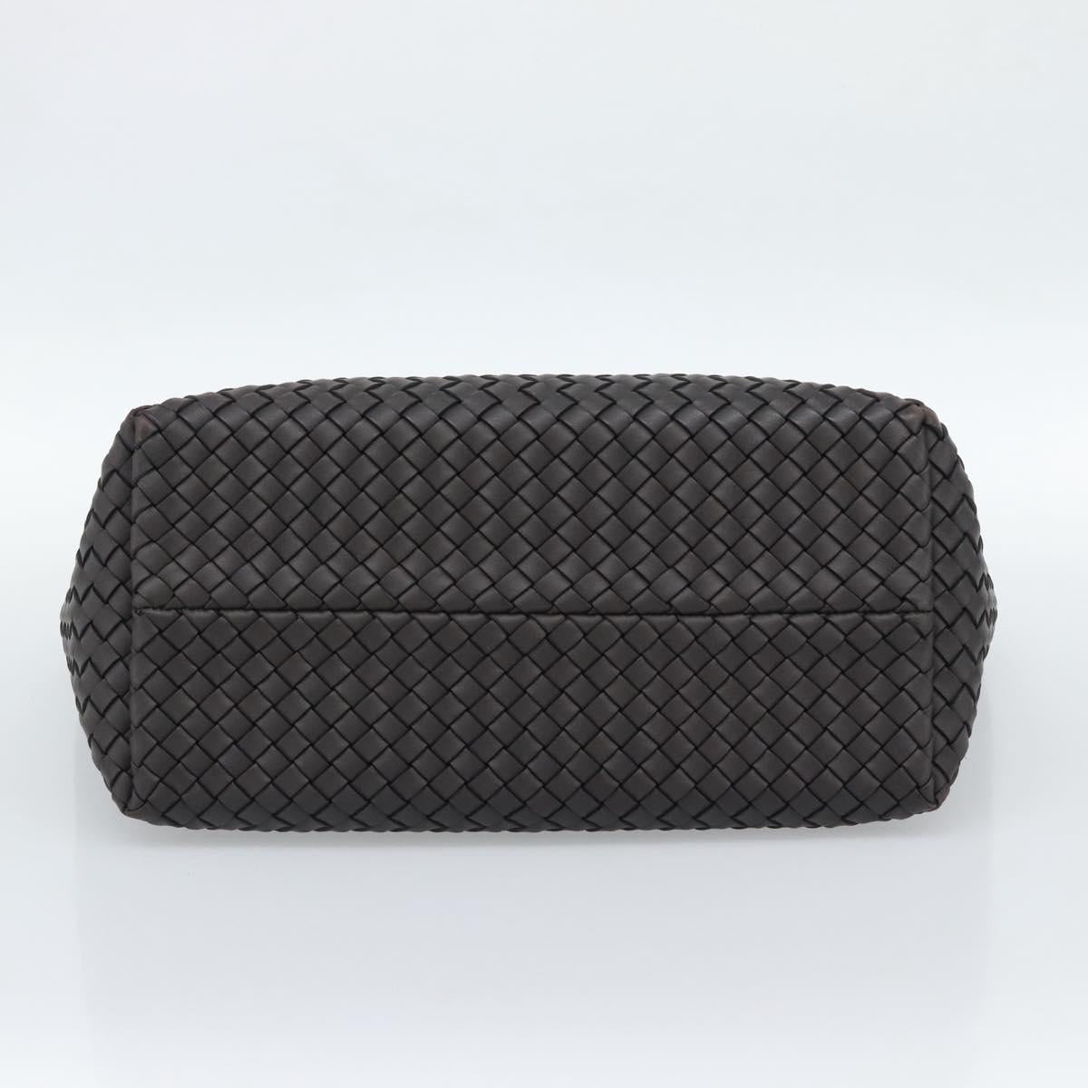 BOTTEGA VENETA INTRECCIATO Cabas PM Tote Bag Leather Dark Brown Auth am11927SM