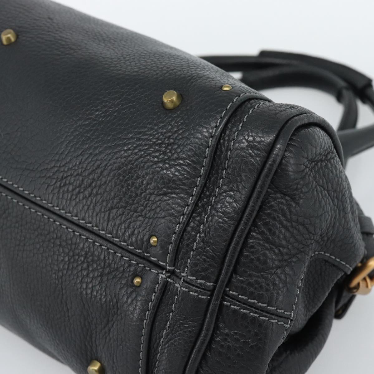 Chloe Paddington Hand Bag Leather Black Gold Silver Auth am11929M