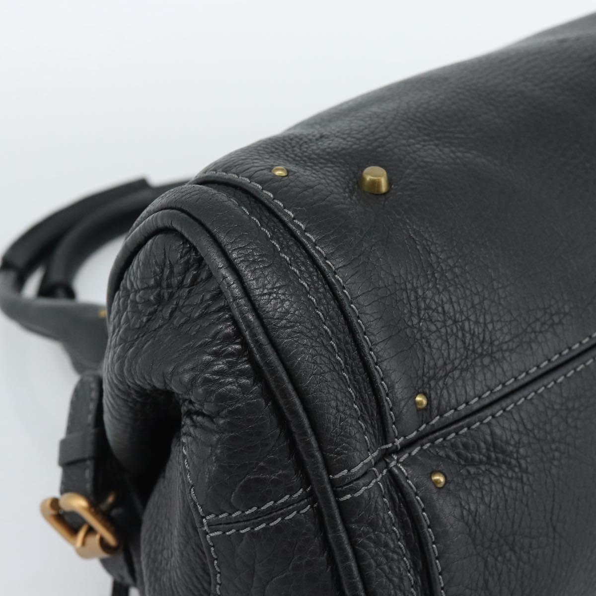 Chloe Paddington Hand Bag Leather Black Gold Silver Auth am11929M