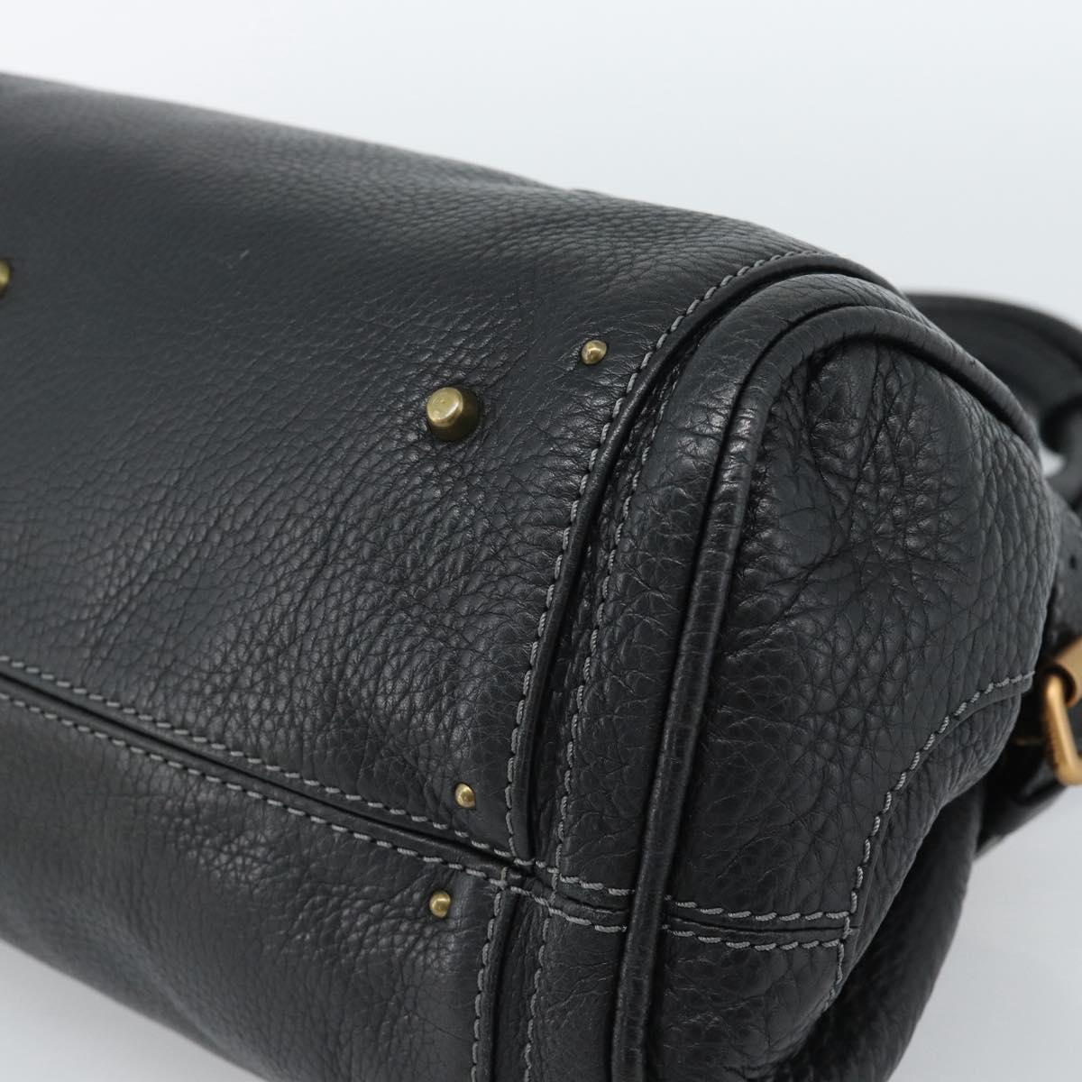 Chloe Paddington Hand Bag Leather Black Gold Silver Auth am11929M