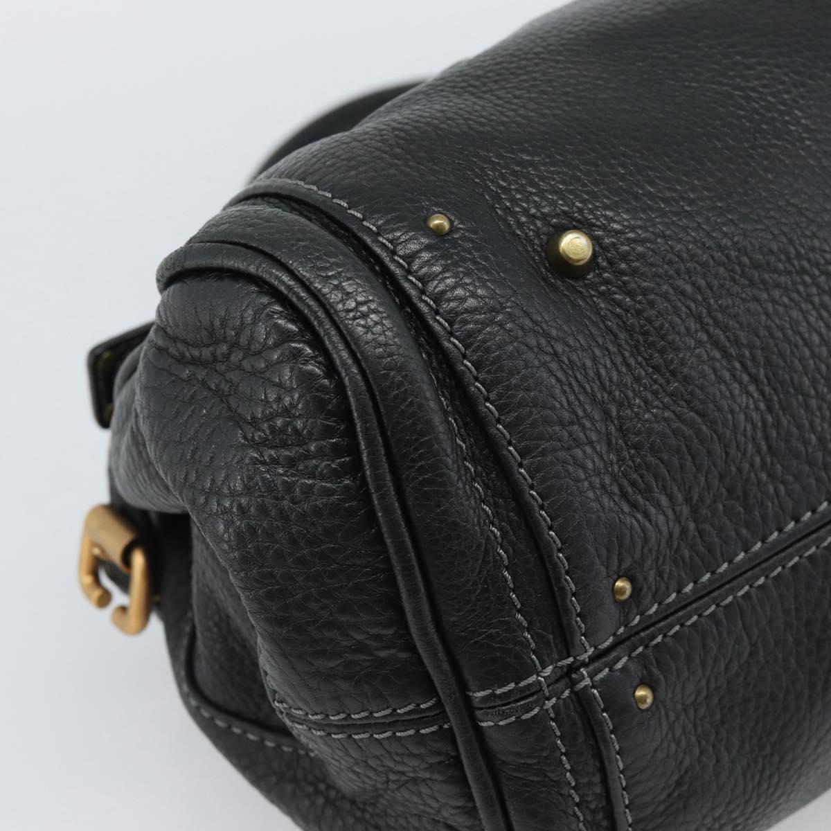 Chloe Paddington Hand Bag Leather Black Gold Silver Auth am11929M