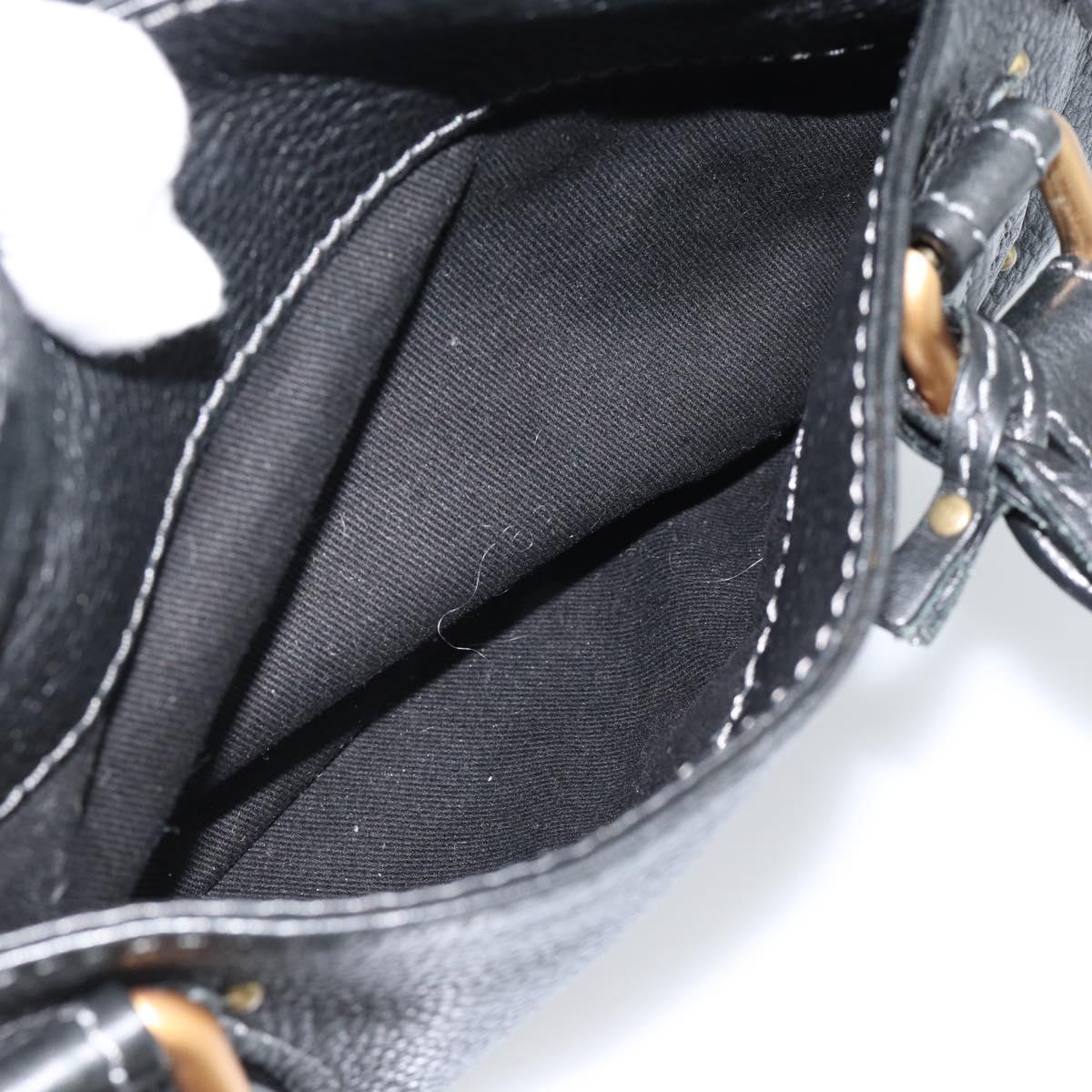 Chloe Paddington Hand Bag Leather Black Gold Silver Auth am11929M