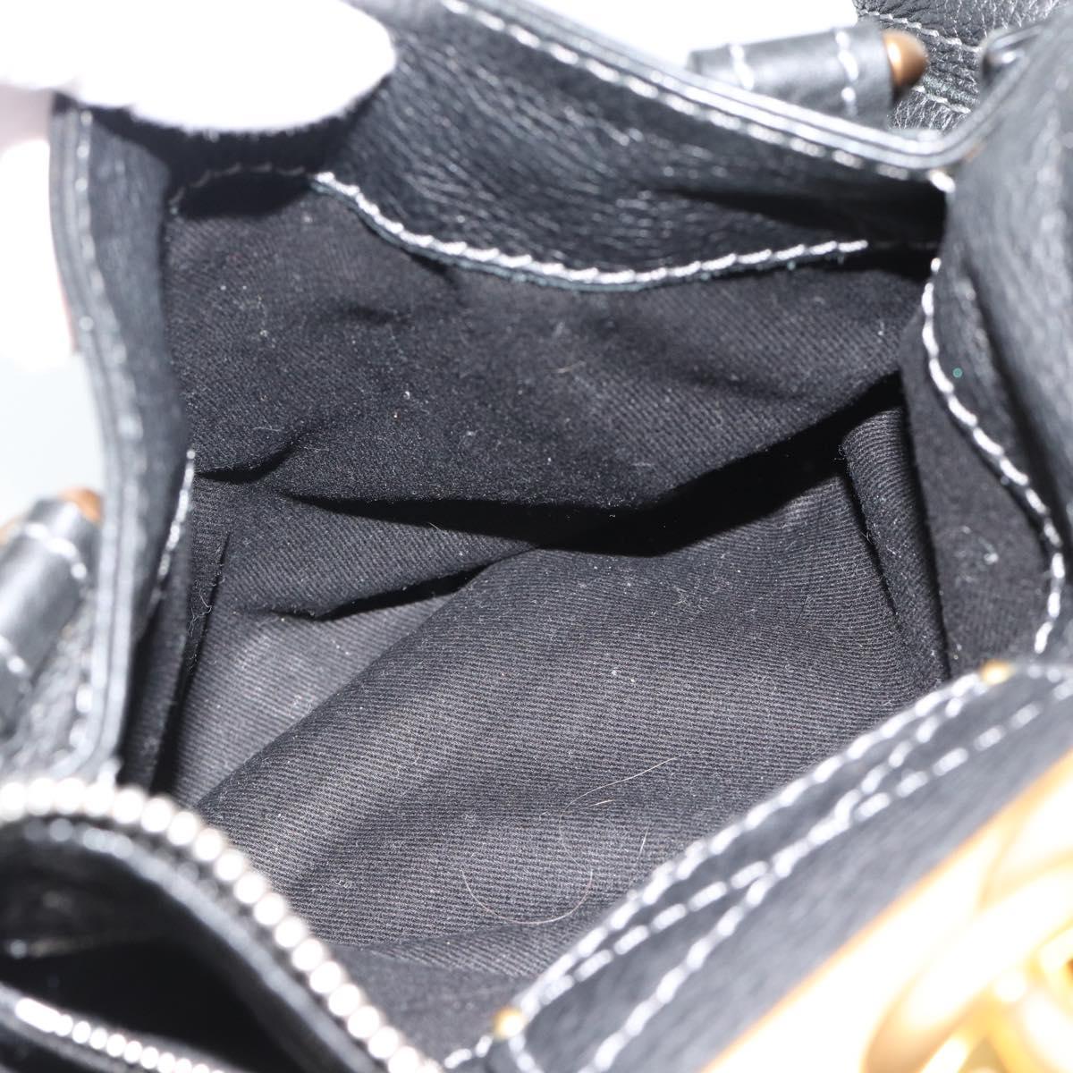 Chloe Paddington Hand Bag Leather Black Gold Silver Auth am11929M