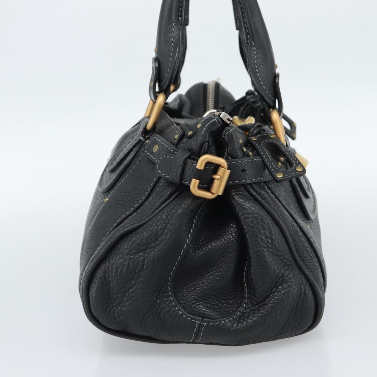 Chloe Paddington Hand Bag Leather Black Gold Silver Auth am11929M