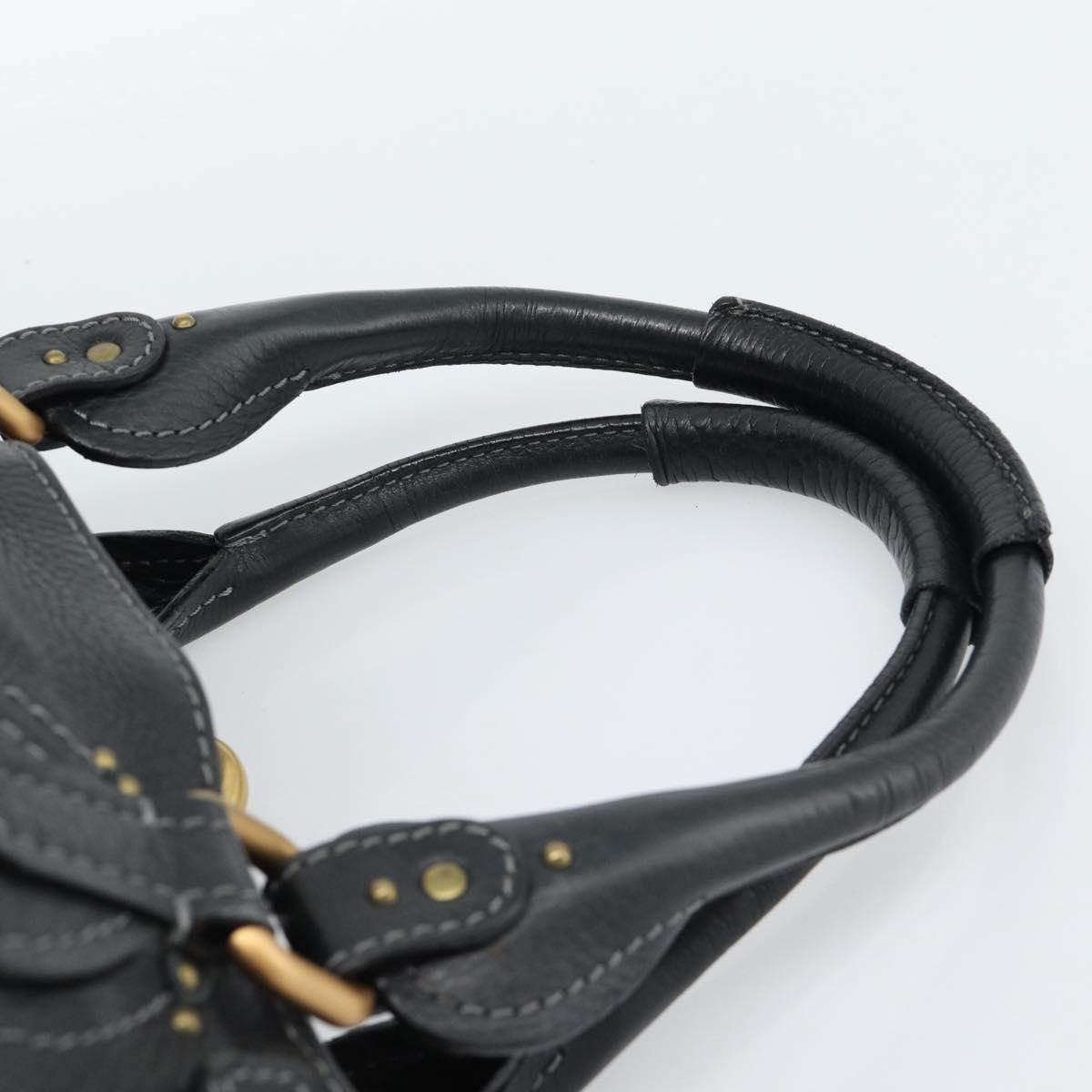 Chloe Paddington Hand Bag Leather Black Gold Silver Auth am11929M