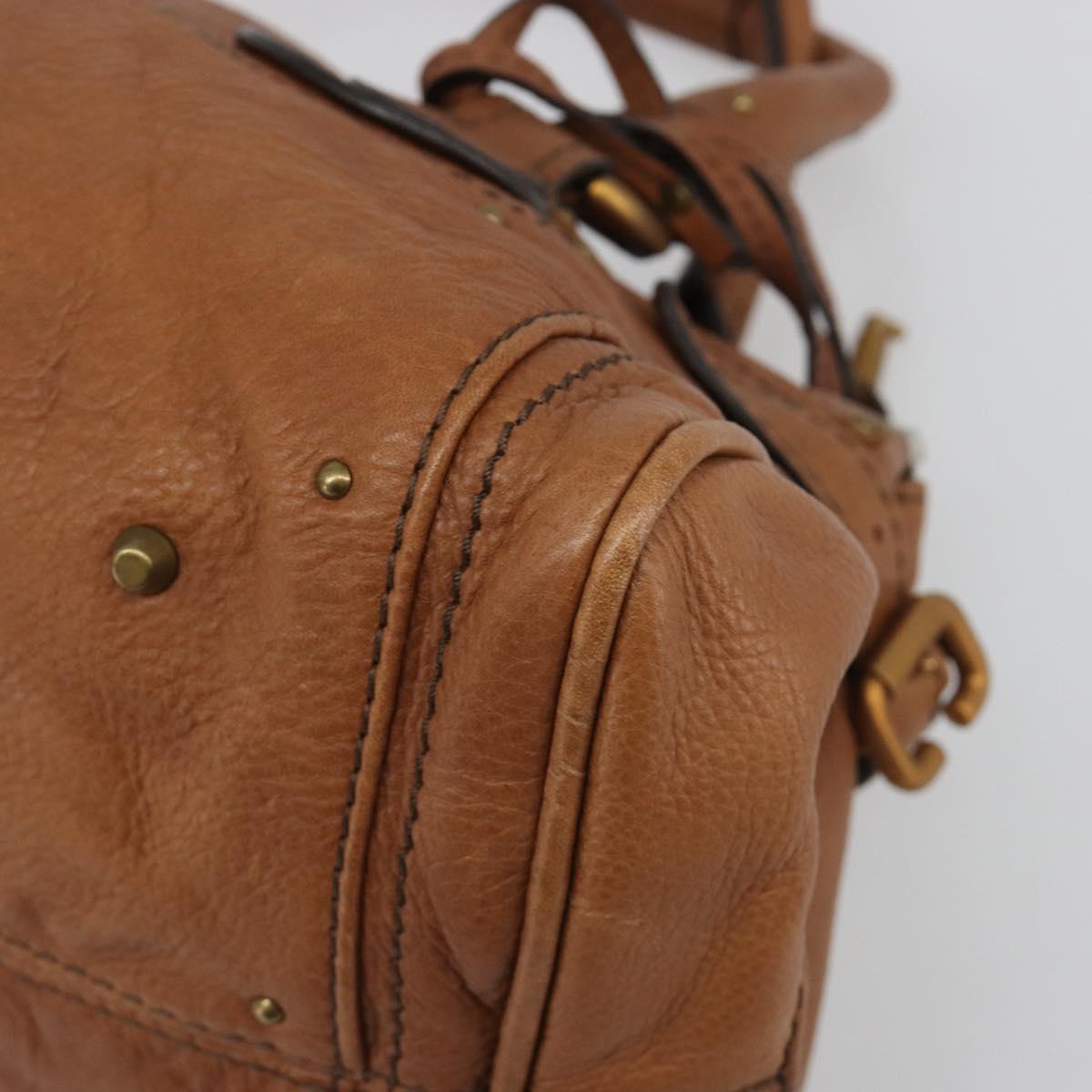 Chloe Paddington Hand Bag Leather Brown Gold Silver Auth am11930V