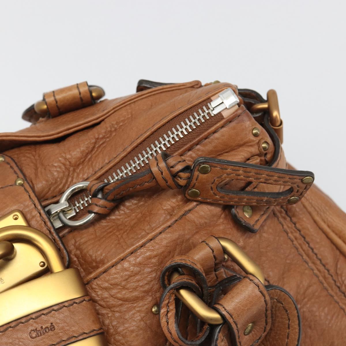 Chloe Paddington Hand Bag Leather Brown Gold Silver Auth am11930V