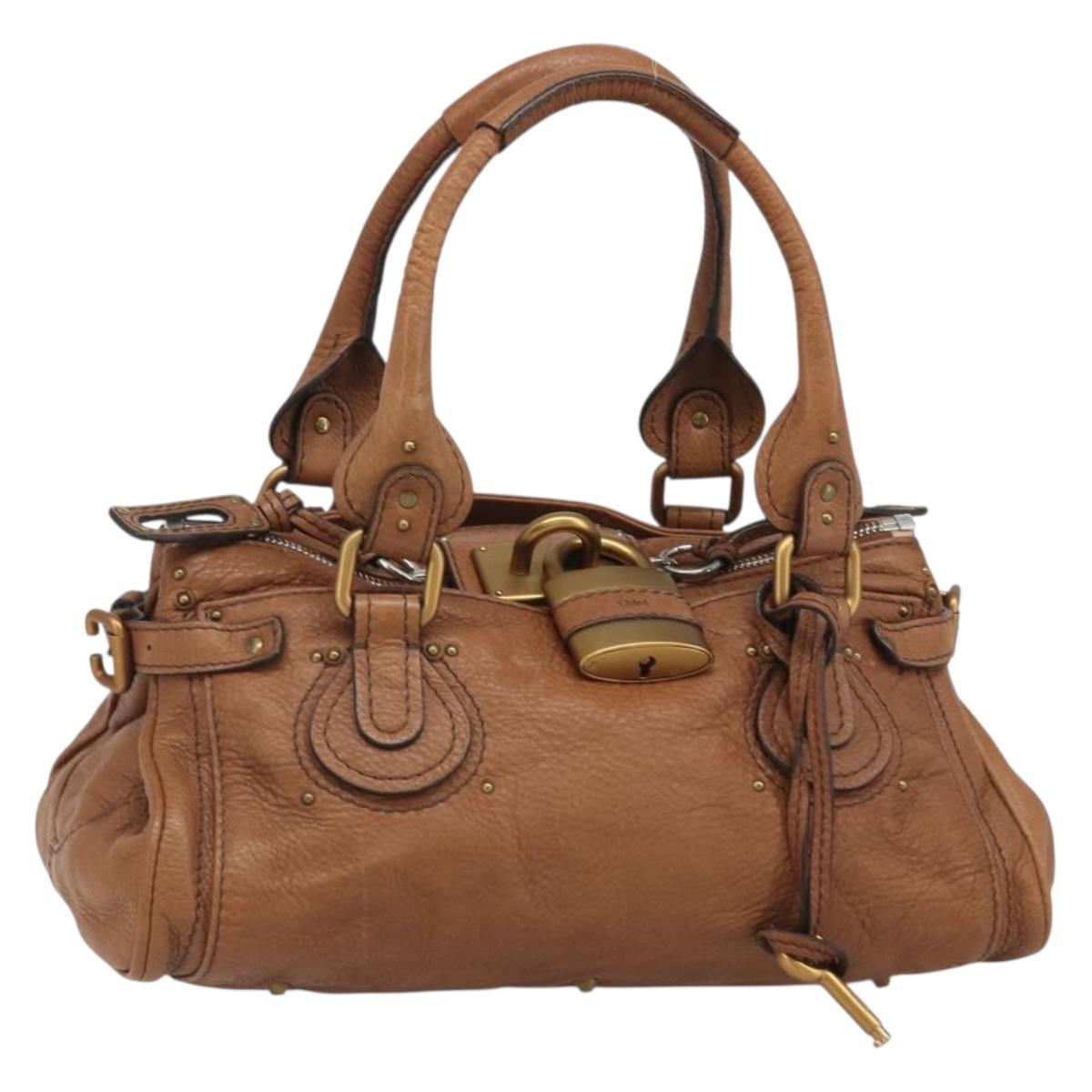 Chloe Paddington Hand Bag Leather Brown Gold Silver Auth am11930V