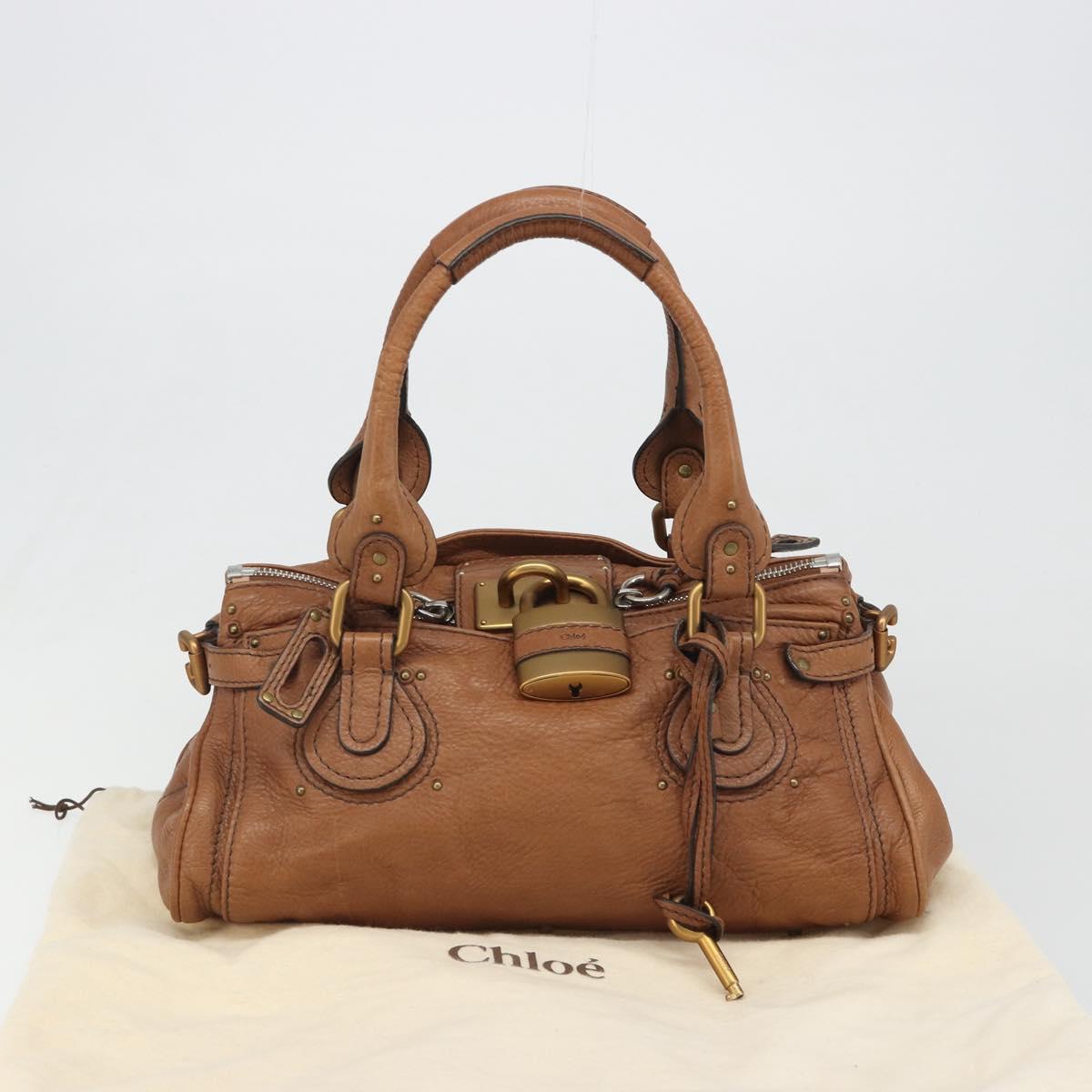 Chloe Paddington Hand Bag Leather Brown Gold Silver Auth am11930V