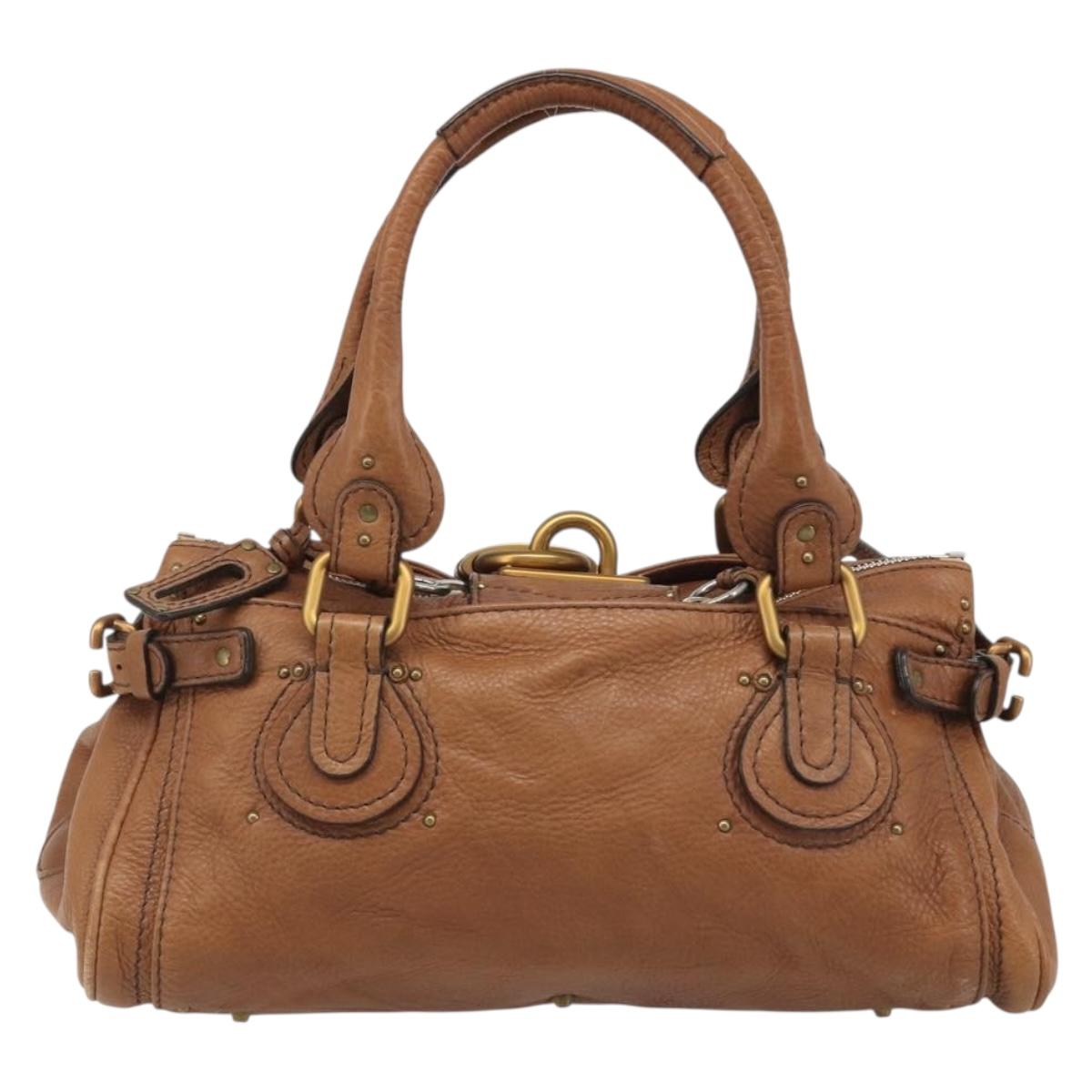 Chloe Paddington Hand Bag Leather Brown Gold Silver Auth am11930V