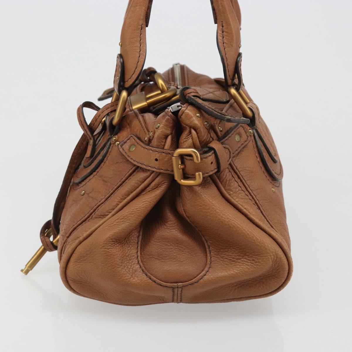Chloe Paddington Hand Bag Leather Brown Gold Silver Auth am11930V