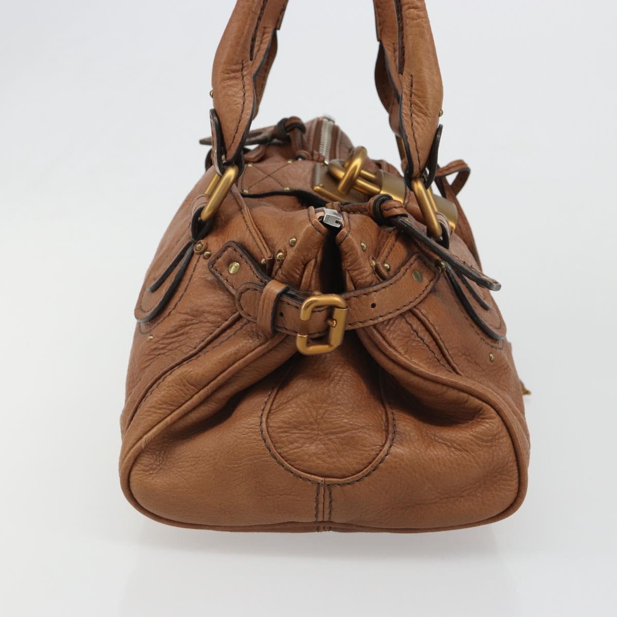 Chloe Paddington Hand Bag Leather Brown Gold Silver Auth am11930V