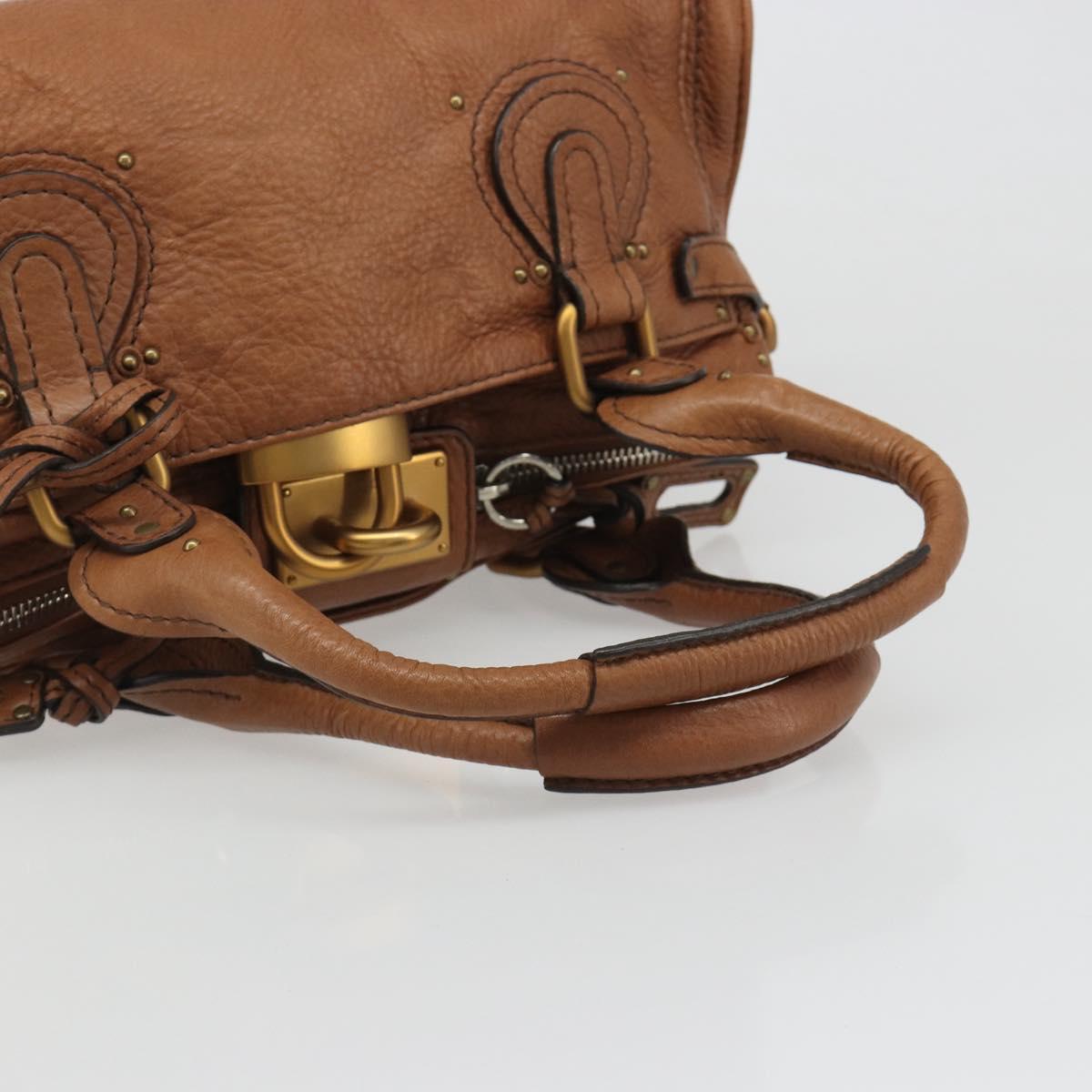 Chloe Paddington Hand Bag Leather Brown Gold Silver Auth am11930V