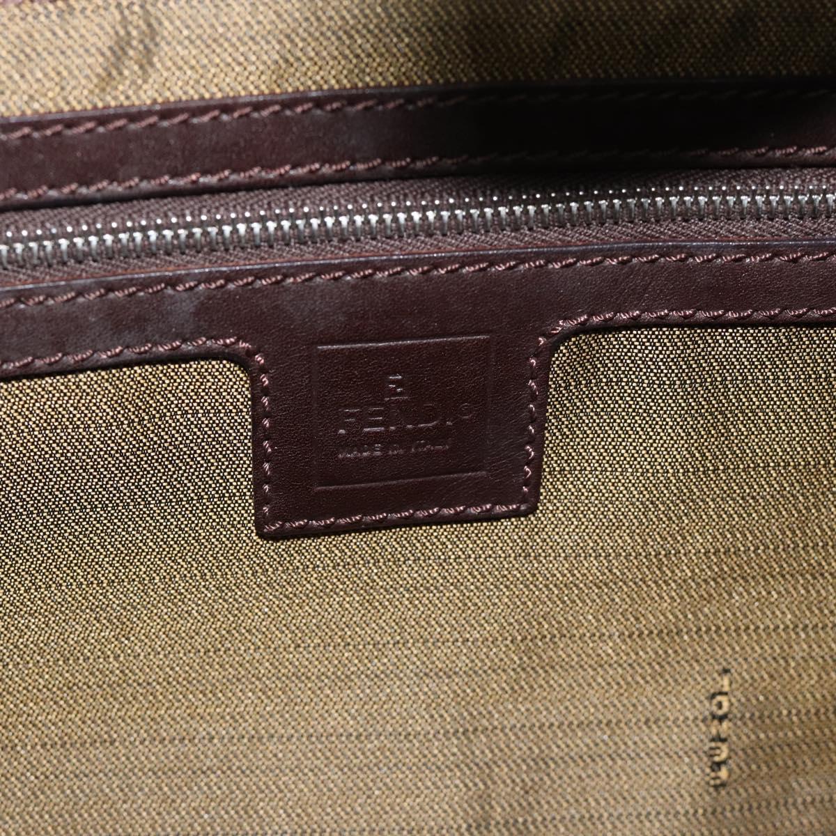 FENDI Zucca Canvas Mamma Baguette Shoulder Bag Black Brown Silver Auth am11931V