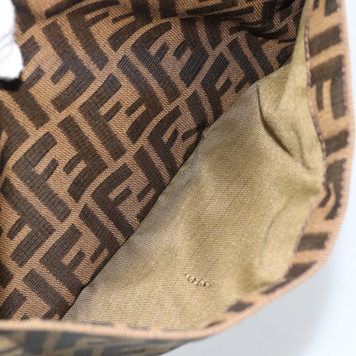FENDI Zucca Canvas Mamma Baguette Shoulder Bag Black Brown Silver Auth am11931V