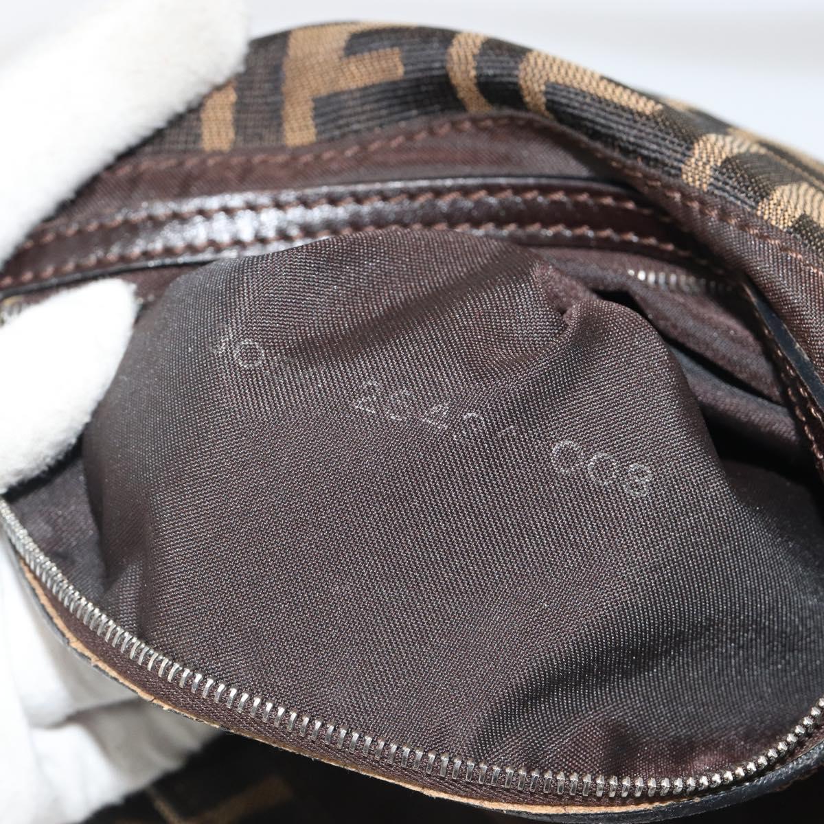 FENDI Zucca Canvas Mamma Baguette Shoulder Bag Black Brown Silver Auth am11934A