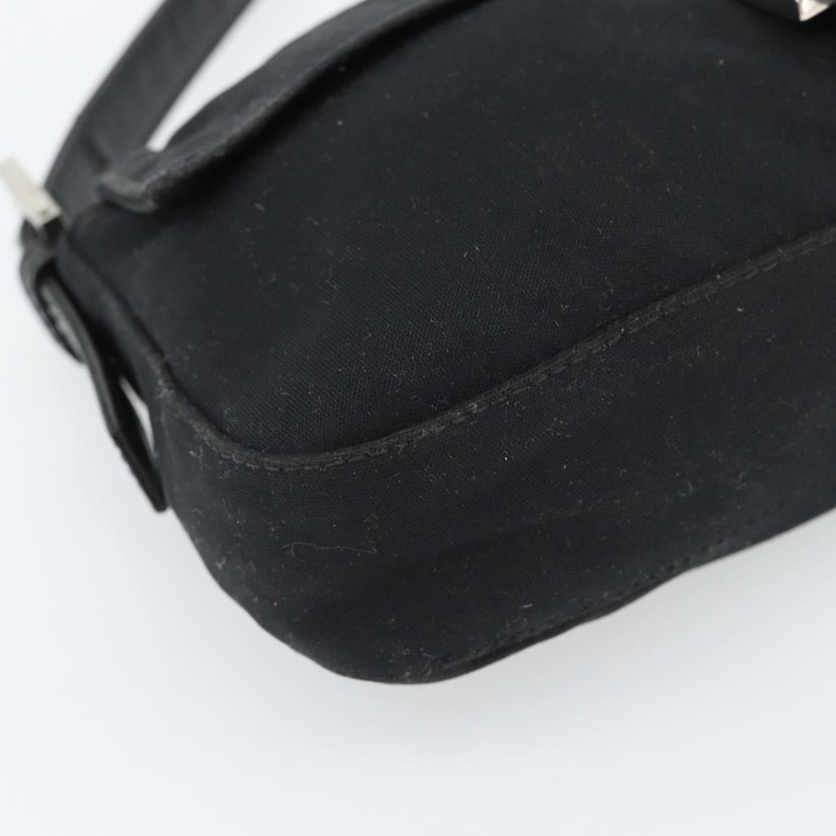FENDI Mamma Baguette Hand Bag Cotton jersey Black Silver Auth am11937A