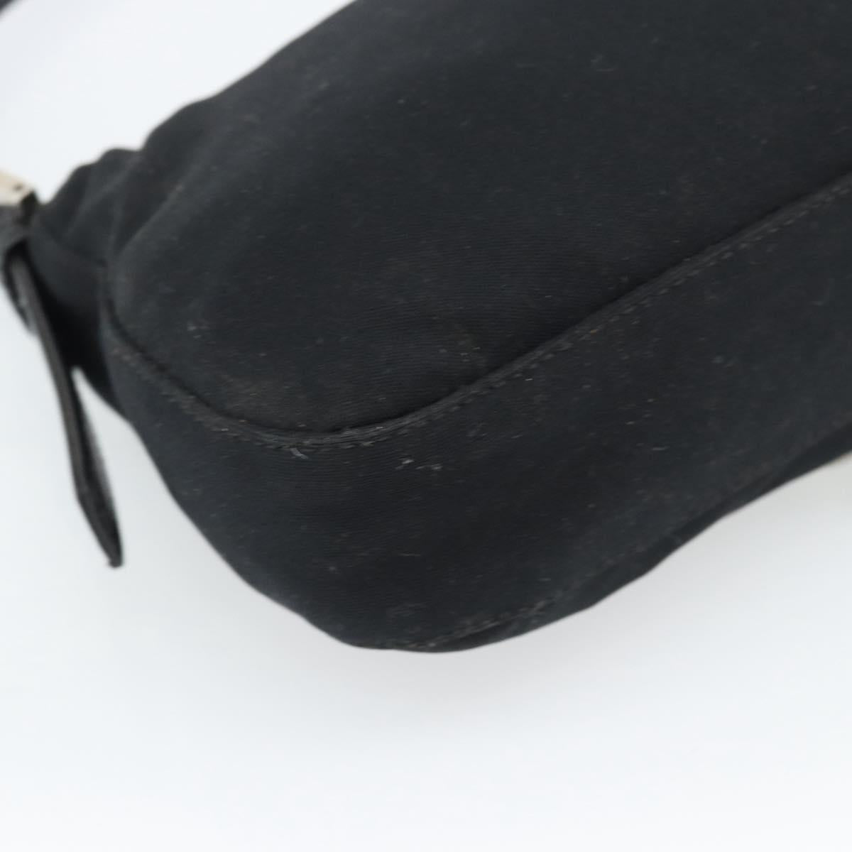 FENDI Mamma Baguette Hand Bag Cotton jersey Black Silver Auth am11937A